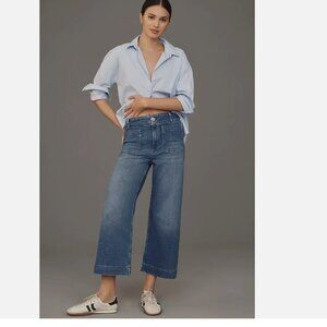 Maeve Anthropologie The Colette Jeans Womens 28 Petite Crop High-Rise Wide Leg